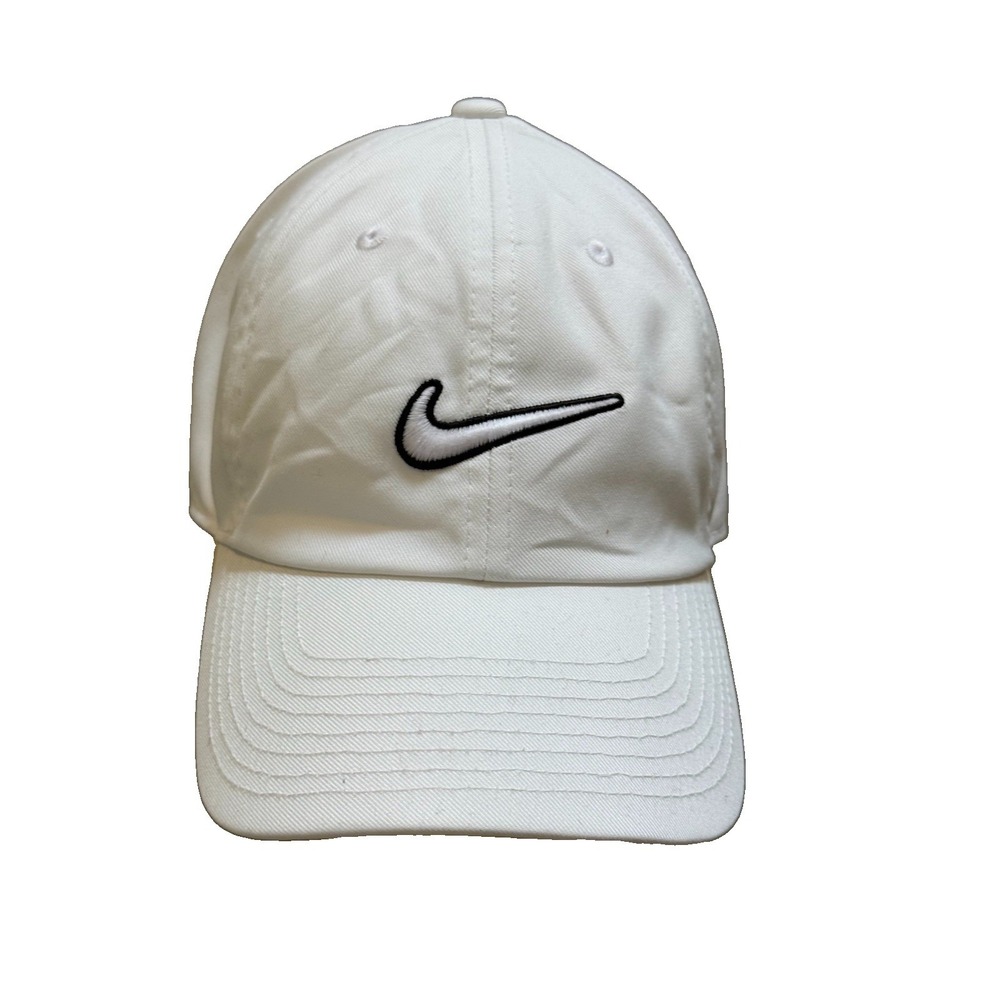 Nike Club Unstructured Swoosh Cap White Adjustable Hat Size M/L Move To Zero